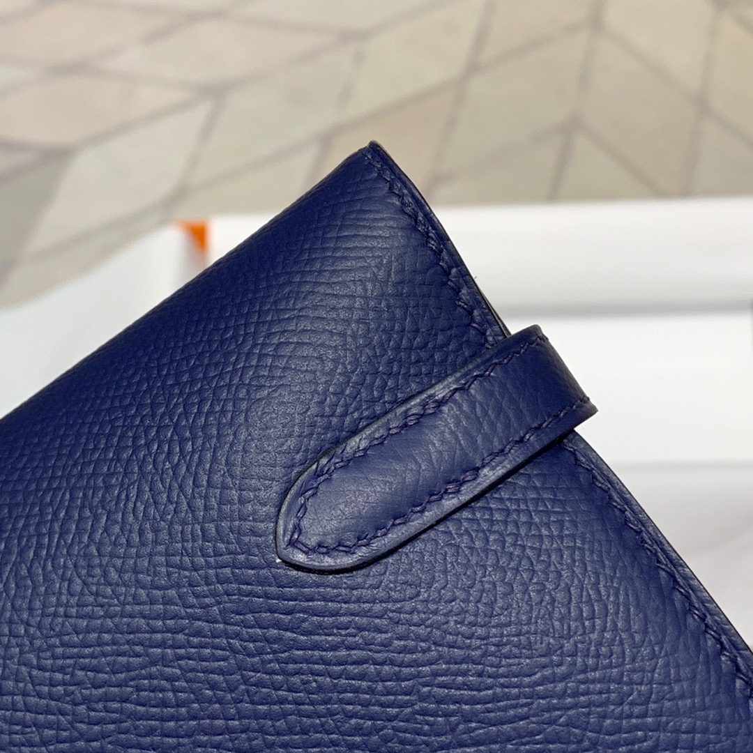 现货 爱马仕凯莉钱包手包 Hermes Kelly Wallet 75宝石蓝epsom牛皮 银扣