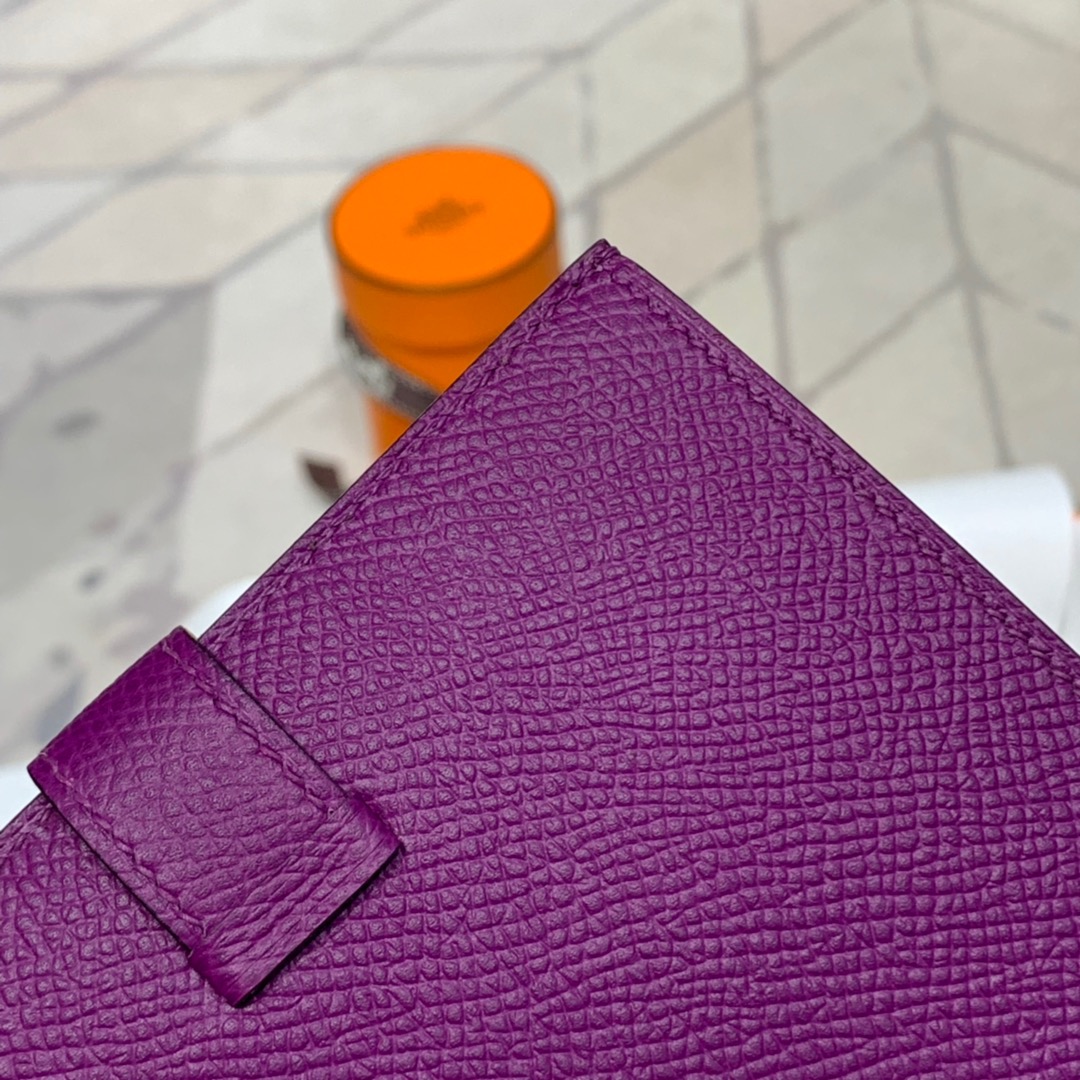 现货 爱马仕经典钱包 Hermes Bearn钱夹 P9海葵紫epsom牛皮 金扣