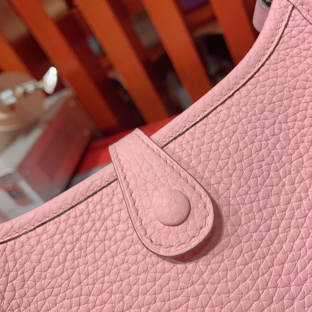 Hermes Mini Evelyne 爱马仕3Q粉色顶级Togo牛皮伊芙林包 银扣