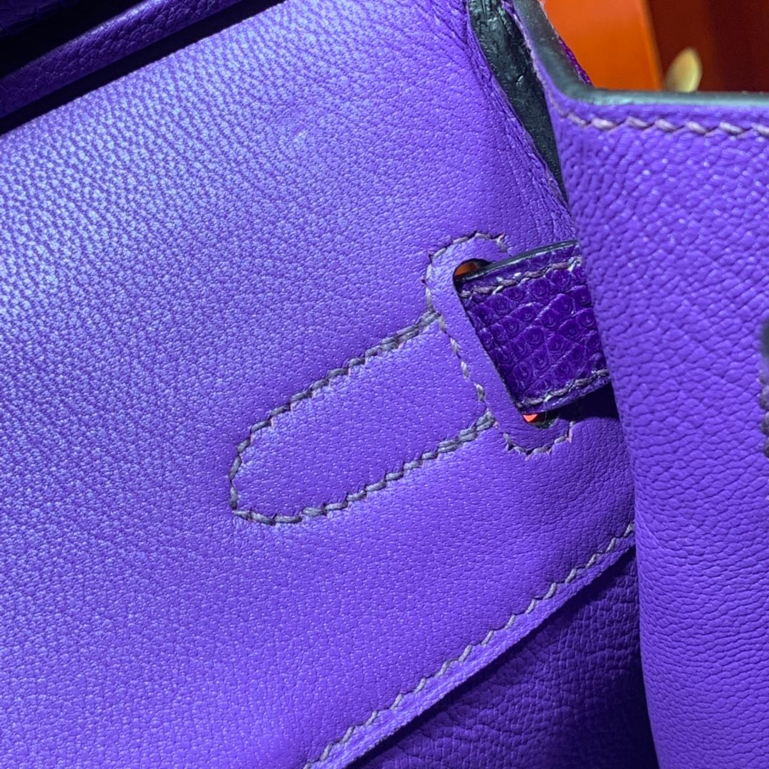 Hermes新款女包 爱马仕梦幻稀有蜥蜴皮铂金包Birkin30CM 金扣