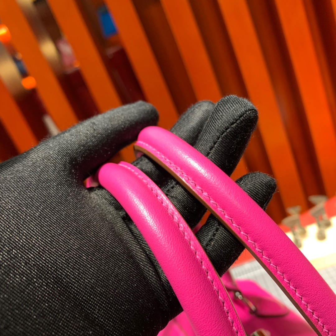 爱马仕手提包 Hermes Toolbox L3玫瑰紫Swift牛皮牛奶包20CM 银扣