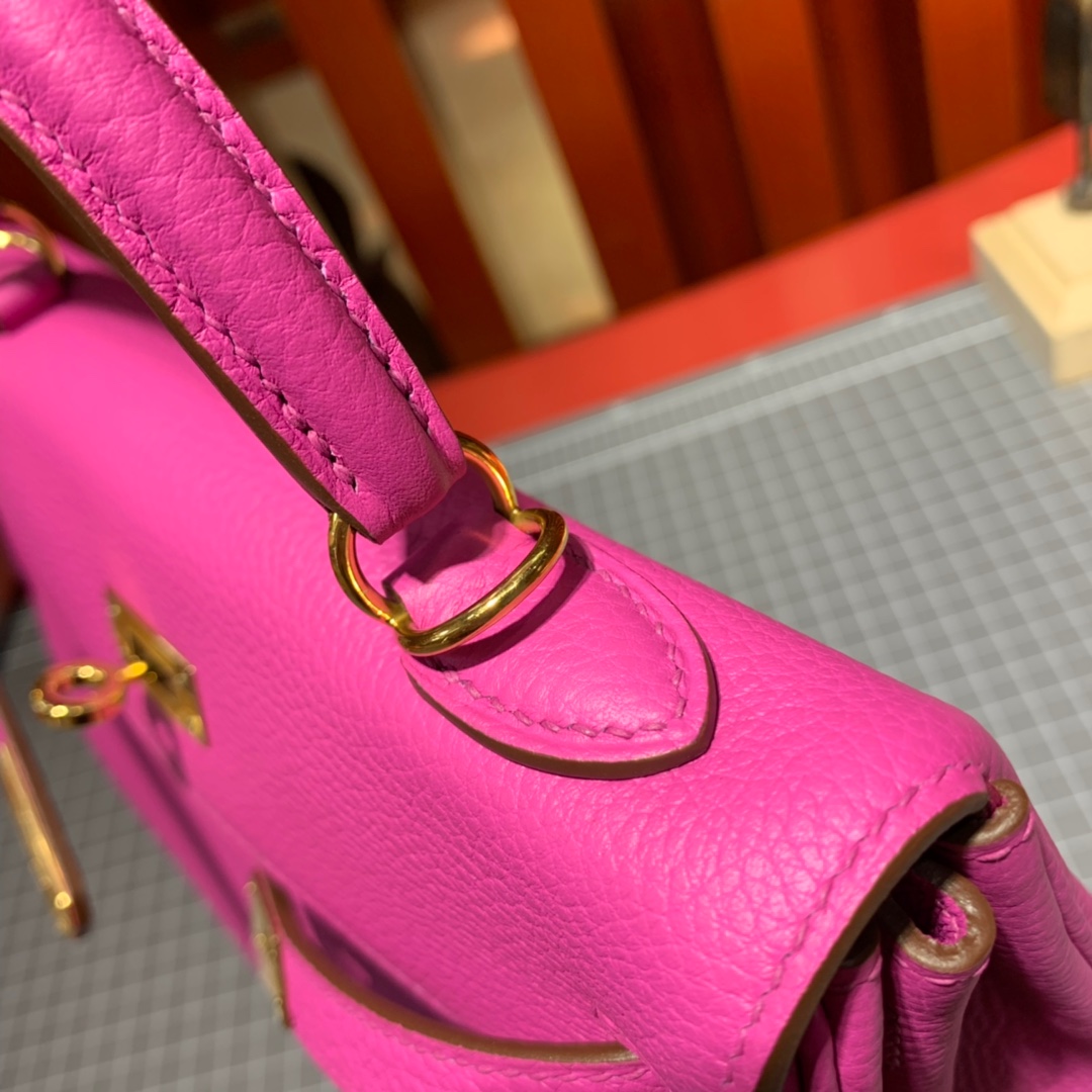 现货 Hermes Kelly25CM 爱马仕9I玉兰紫顶级Togo小牛皮凯莉包 金扣/银扣