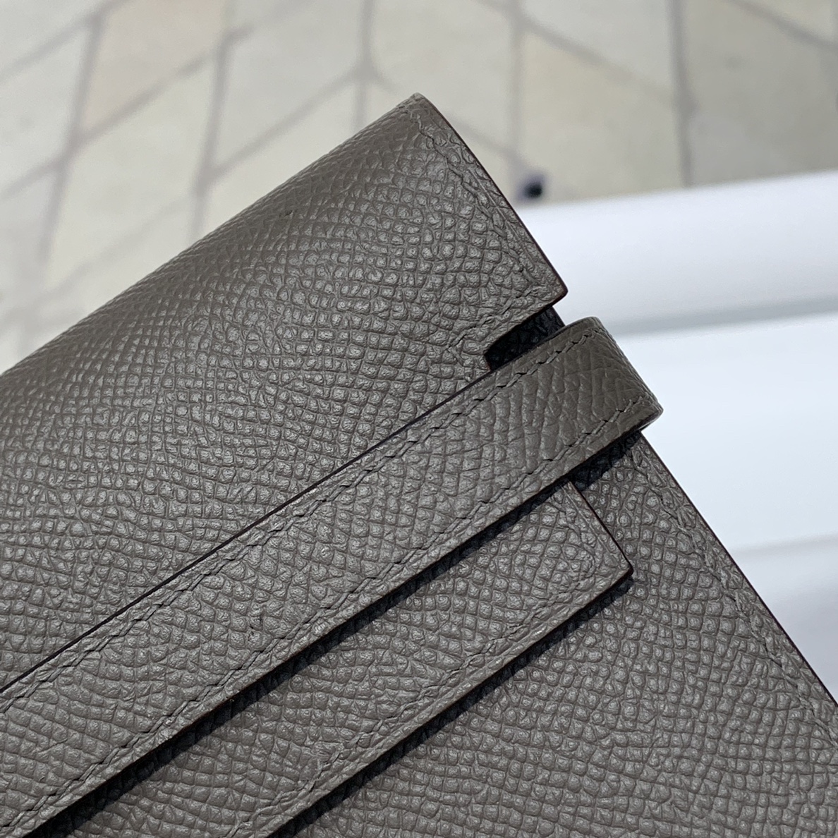 现货 爱马仕凯莉钱夹 Hermes Kelly Wallet 8F锡器灰Epsom牛皮钱包手包