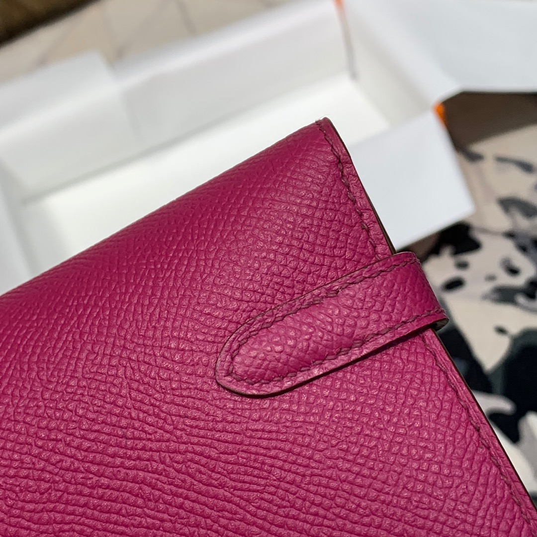 现货 爱马仕经典钱包 Hermes原厂epsom牛皮凯莉钱夹Kelly Wallet L3玫瑰紫 金扣