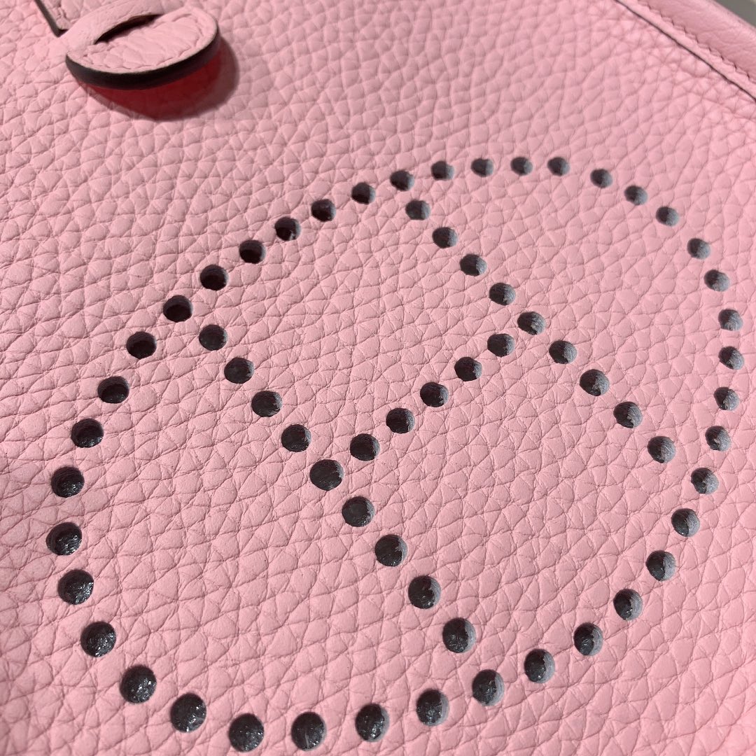 Hermes Mini Evelyne 爱马仕3Q粉色顶级Togo牛皮伊芙林包 银扣