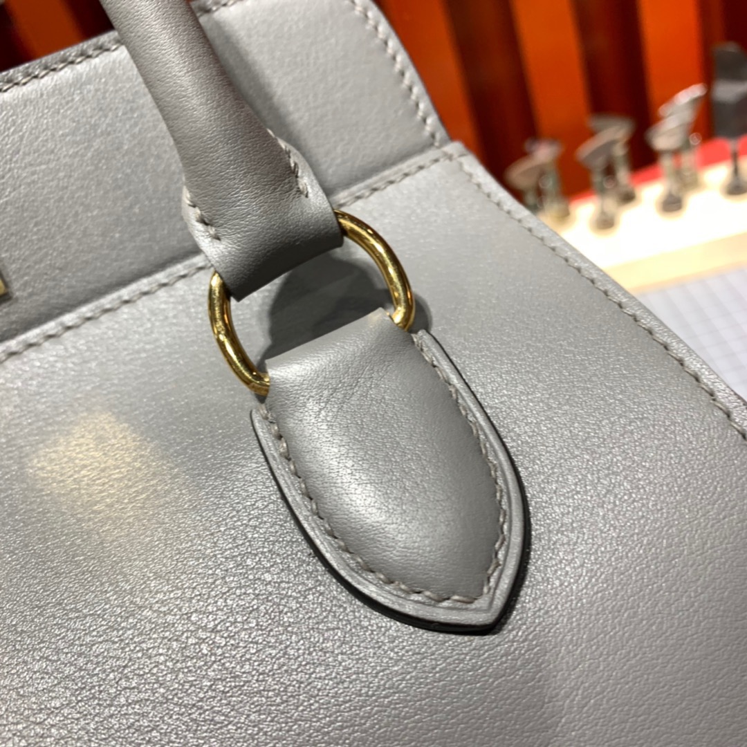 现货 爱马仕牛奶包价格 Hermes Toolbox 8F锡器灰swift皮 金扣
