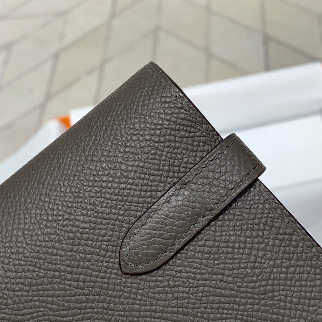 现货 爱马仕凯莉钱夹 Hermes Kelly Wallet 8F锡器灰Epsom牛皮钱包手包