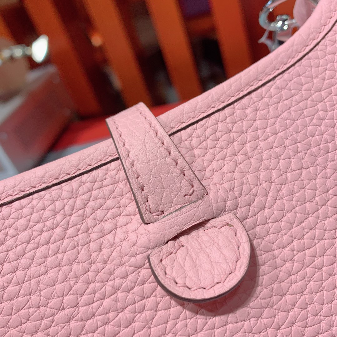 Hermes Mini Evelyne 爱马仕3Q粉色顶级Togo牛皮伊芙林包 银扣