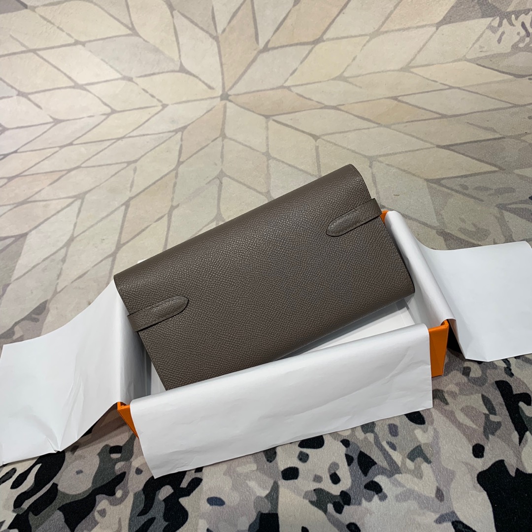 现货 爱马仕凯莉钱夹 Hermes Kelly Wallet 8F锡器灰Epsom牛皮钱包手包