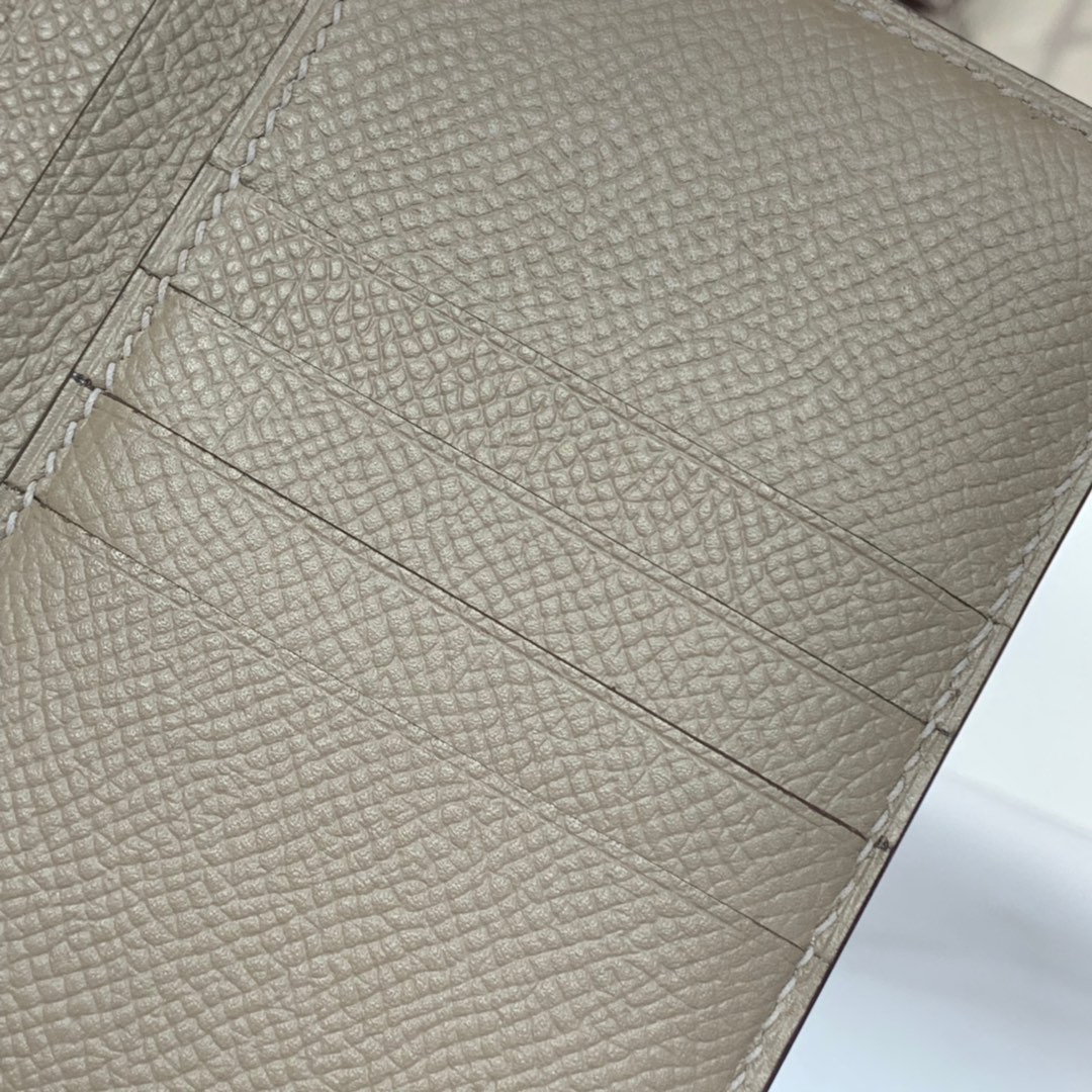 现货 Hermes Bearn 爱马仕m8沥青灰epsom牛皮Bearn短款钱夹 金扣