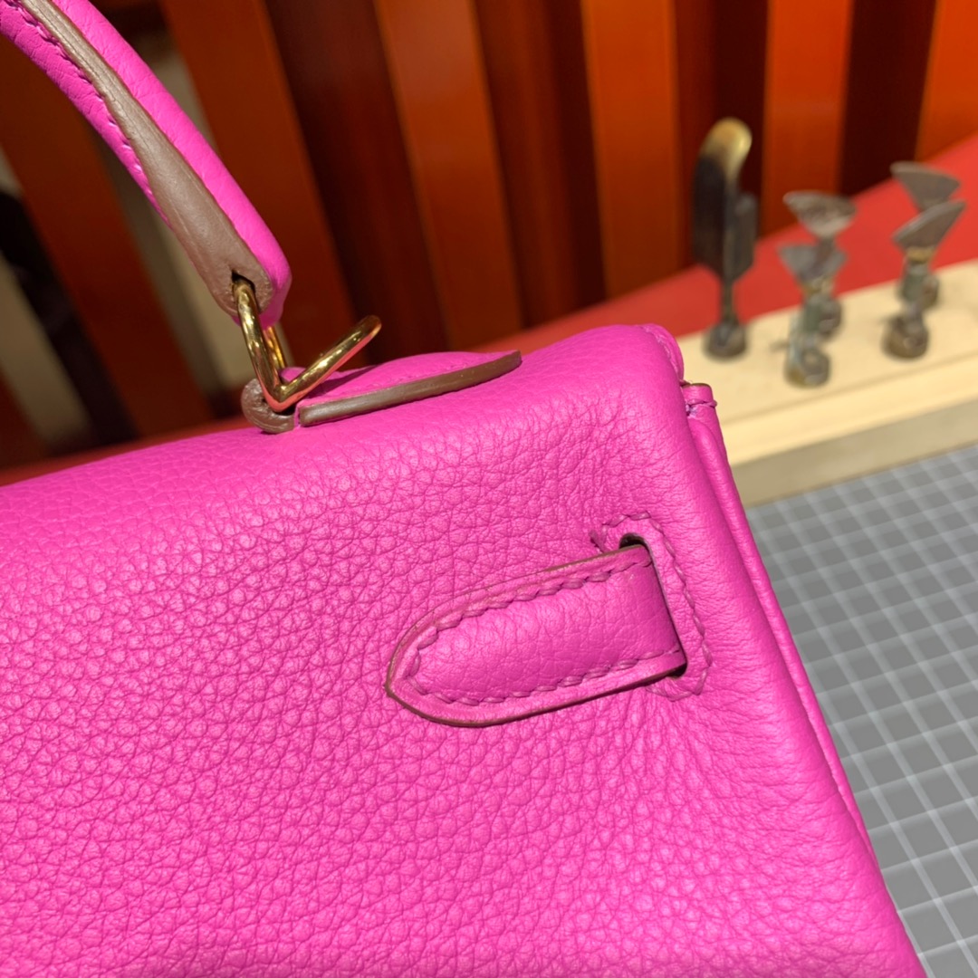 现货 Hermes Kelly25CM 爱马仕9I玉兰紫顶级Togo小牛皮凯莉包 金扣/银扣