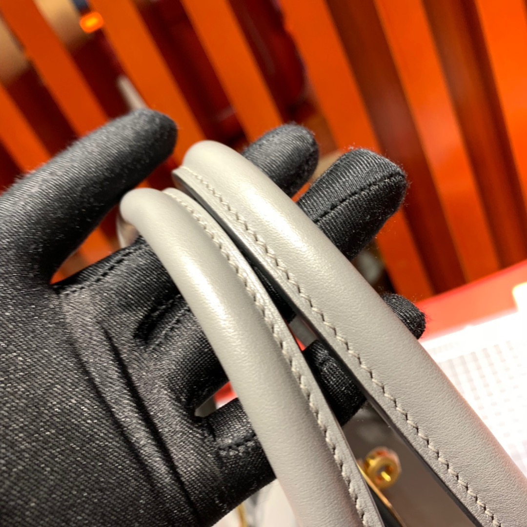 现货 爱马仕牛奶包价格 Hermes Toolbox 8F锡器灰swift皮 金扣