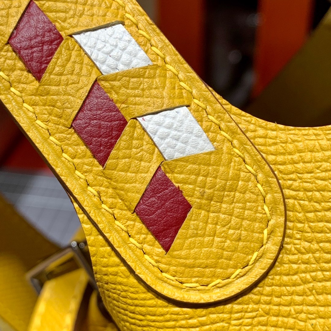 现货 爱马仕菜篮子包限量版编织手柄 Hermes Picotin18CM 9D琥珀黄Epsom皮 银扣