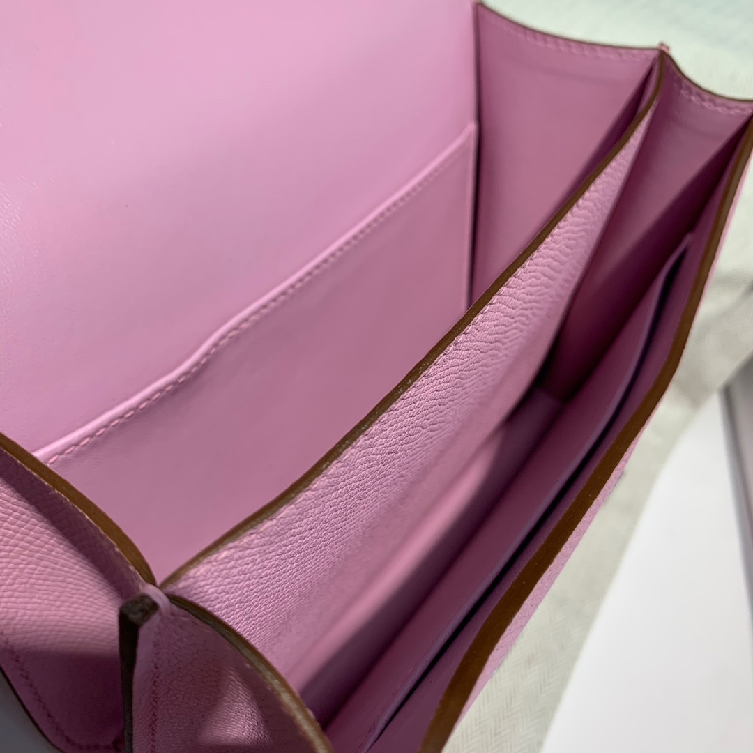 订制 Hermes Constance19CM 爱马仕2019春夏新色锦葵紫Epsom皮空姐包 银扣