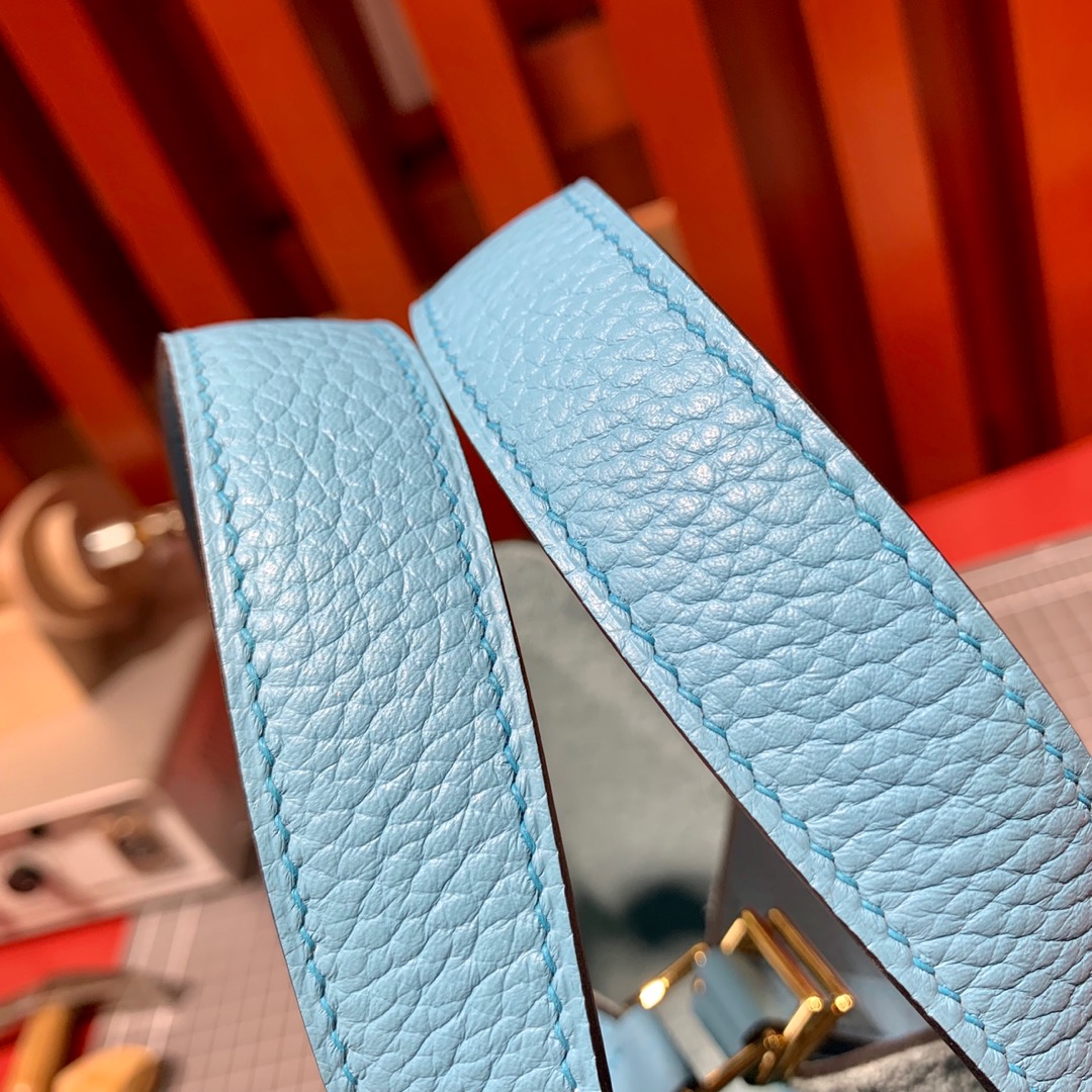 现货 爱马仕菜篮子包 Hermes Picotin Lock18CM P3北方蓝Togo小牛皮 银扣