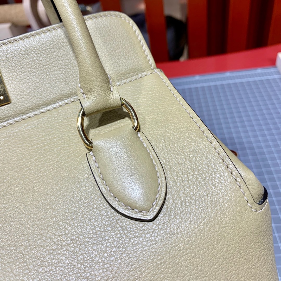 Hermes Toolbox 20CM 爱马仕进口Swift牛皮蜡线手缝工具包盒子包 风衣灰