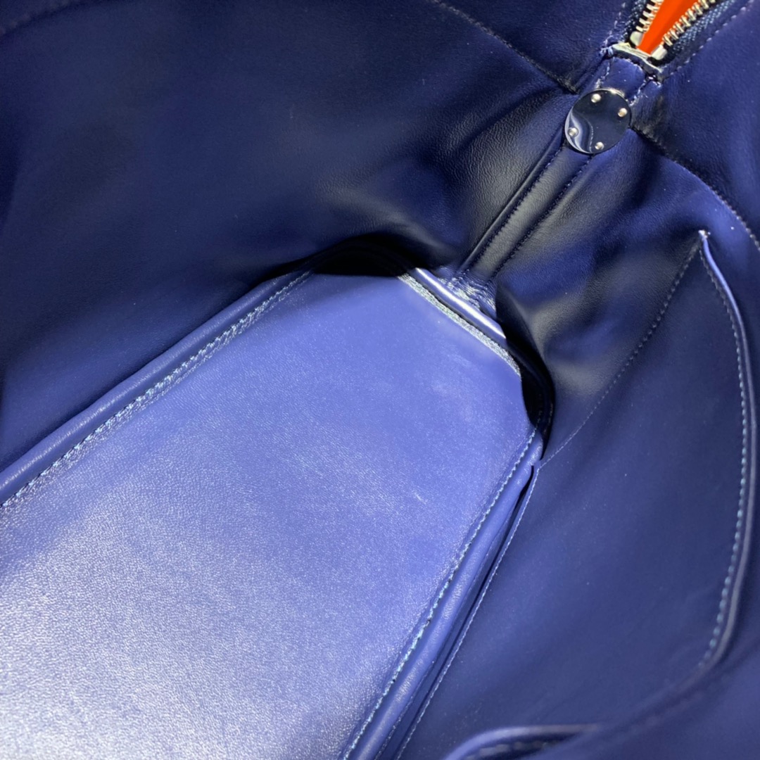 Hermes Bolide31CM 爱马仕宝石蓝Togo牛皮保龄球包手提女包 银扣