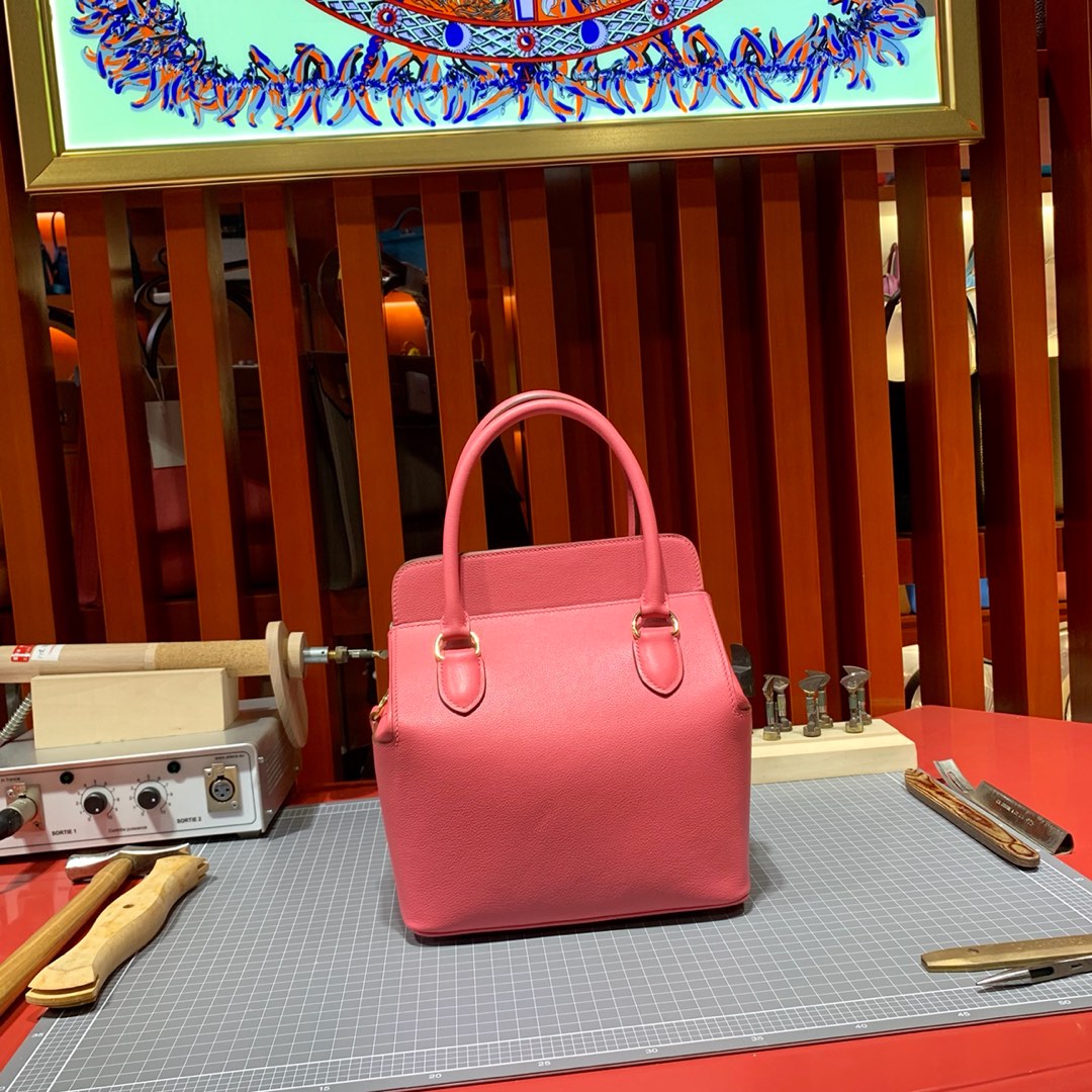 爱马仕Toolbox包包20CM Hermes唇膏粉法国Evercolor牛皮盒子包手提包