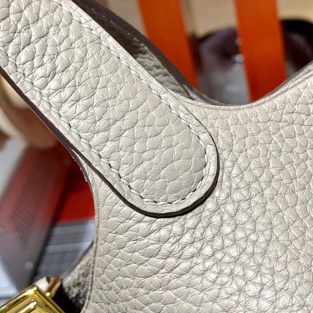 Hermes Picotin Lock18CM 爱马仕M80沥青灰牛皮菜篮子包 金扣/银扣