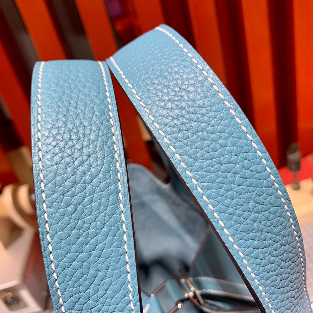 爱马仕经典女包 Hermes Picotin Lock22CM 牛仔蓝Togo皮菜篮子包手提包