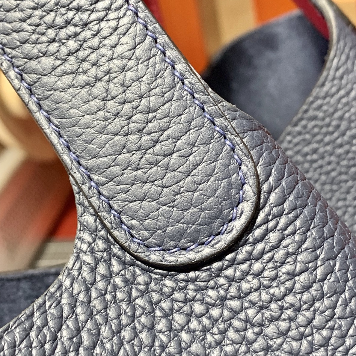 Hermes Picotin22CM 爱马仕午夜蓝Togo皮拼玫红色Swift皮水桶包手提女包