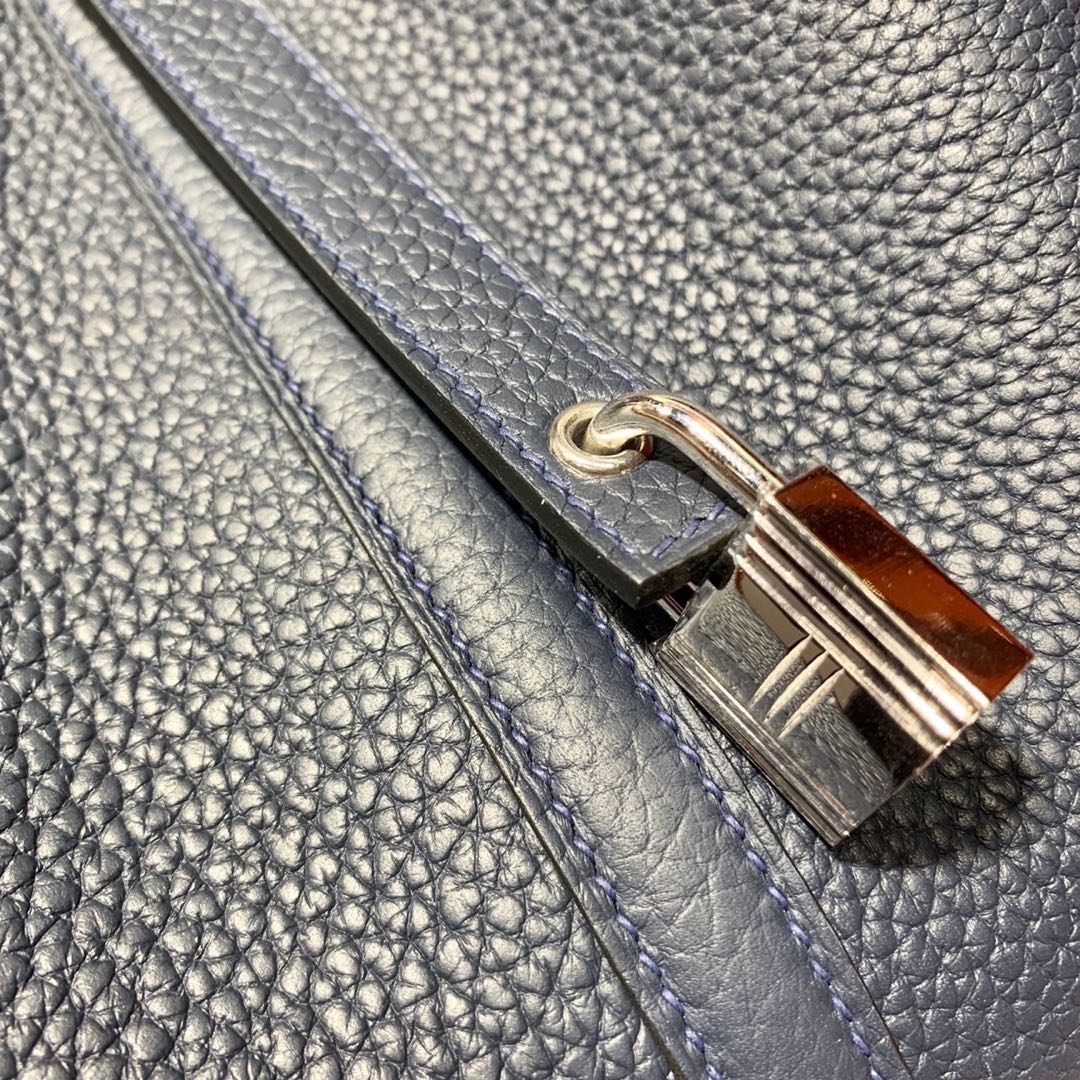 Hermes Picotin22CM 爱马仕午夜蓝Togo皮拼玫红色Swift皮水桶包手提女包