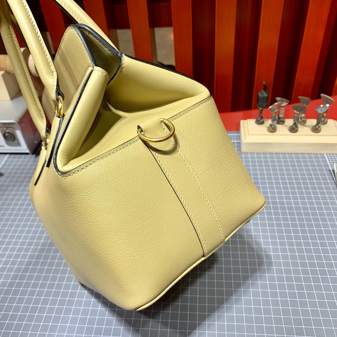 Hermes Toolbox 20CM 爱马仕进口Swift牛皮蜡线手缝工具包盒子包 风衣灰