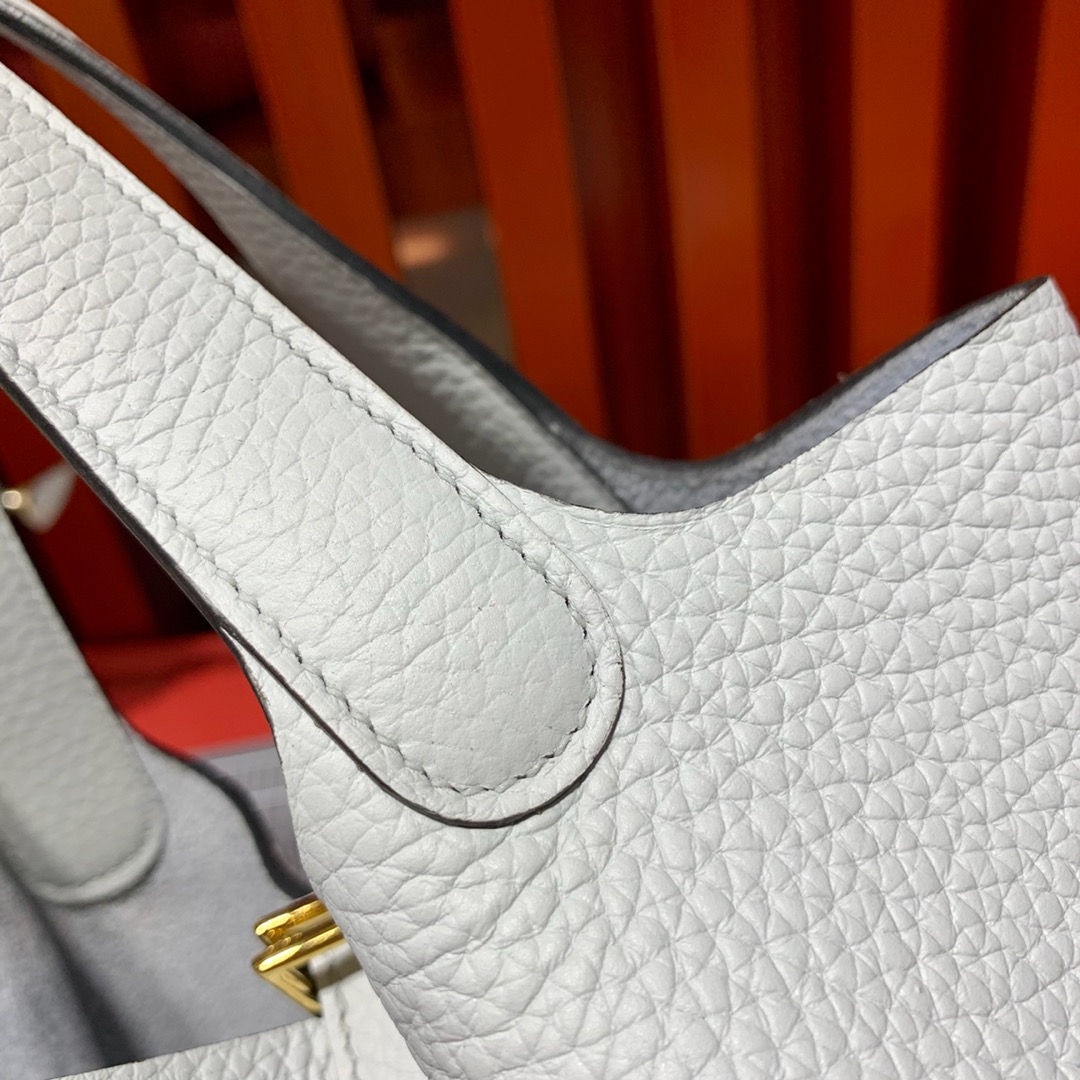 Hermes Picotin18CM 爱马仕苍白色TC牛皮菜篮子包水桶包 金扣