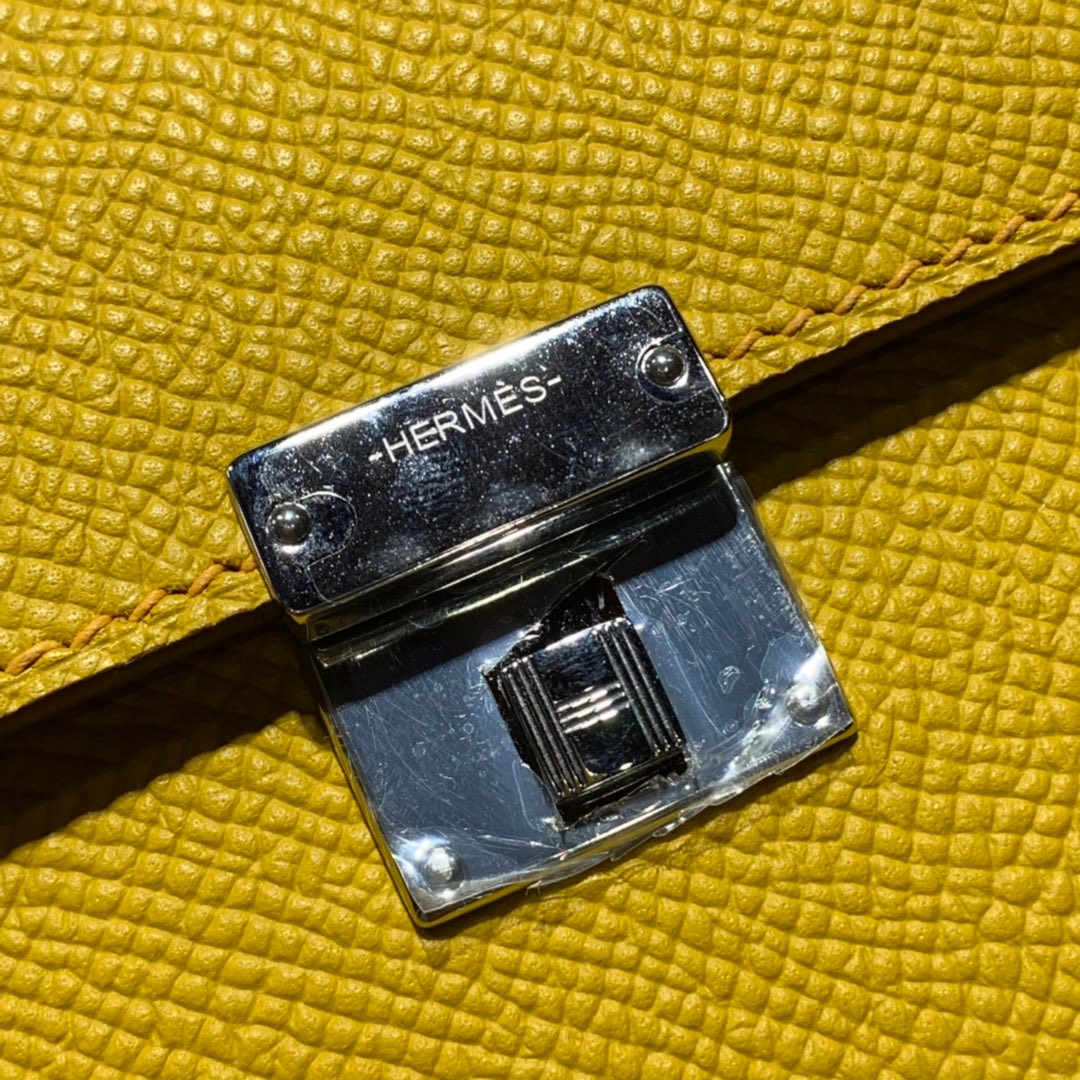 现货 爱马仕克利奇女包 Hermes Clic16CM斜挎包 9D琥珀黄Epsom皮 银扣