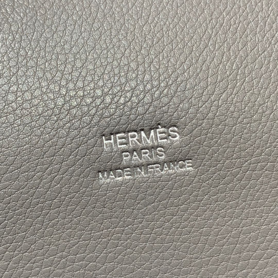 爱马仕猪鼻子包批发 Hermes Roulis24CM 铁灰色Evercolor皮 银扣