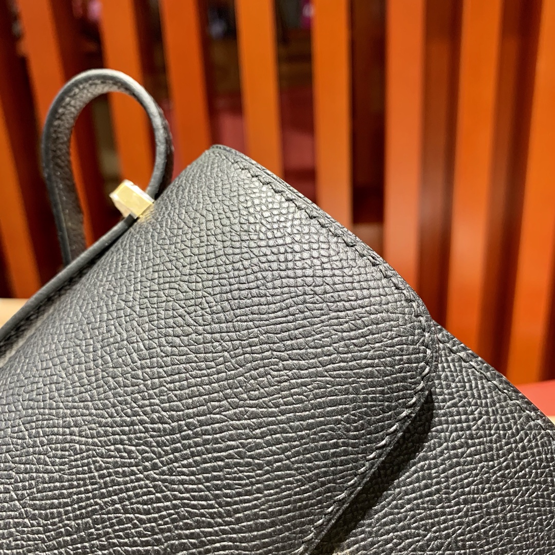 现货 爱马仕迷你康斯坦包 Hermes Mini Constance14CM 黑色Epsom牛皮 金扣