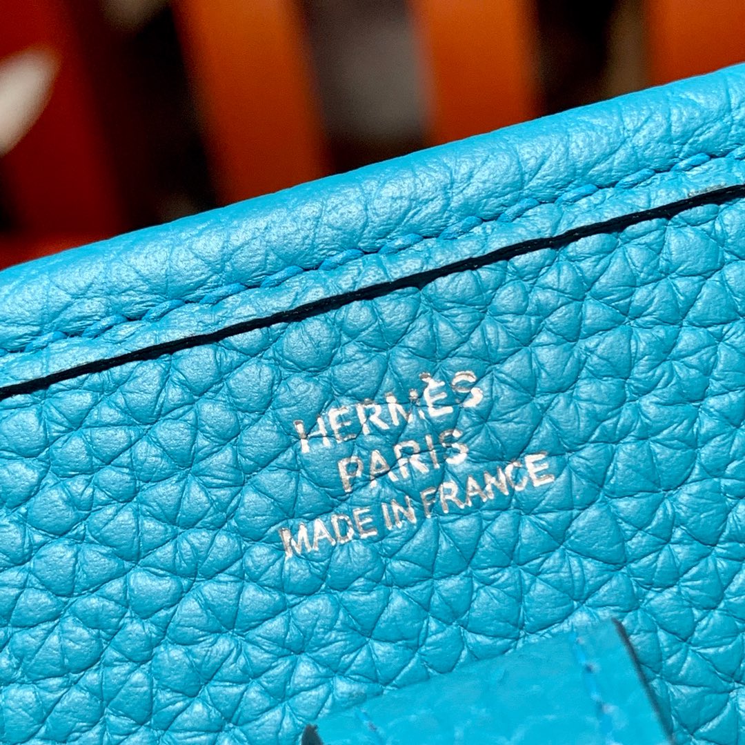爱马仕女包批发 Hermes Mini Evelyne17CMTC牛皮伊芙林包 伊滋密尔蓝 银扣