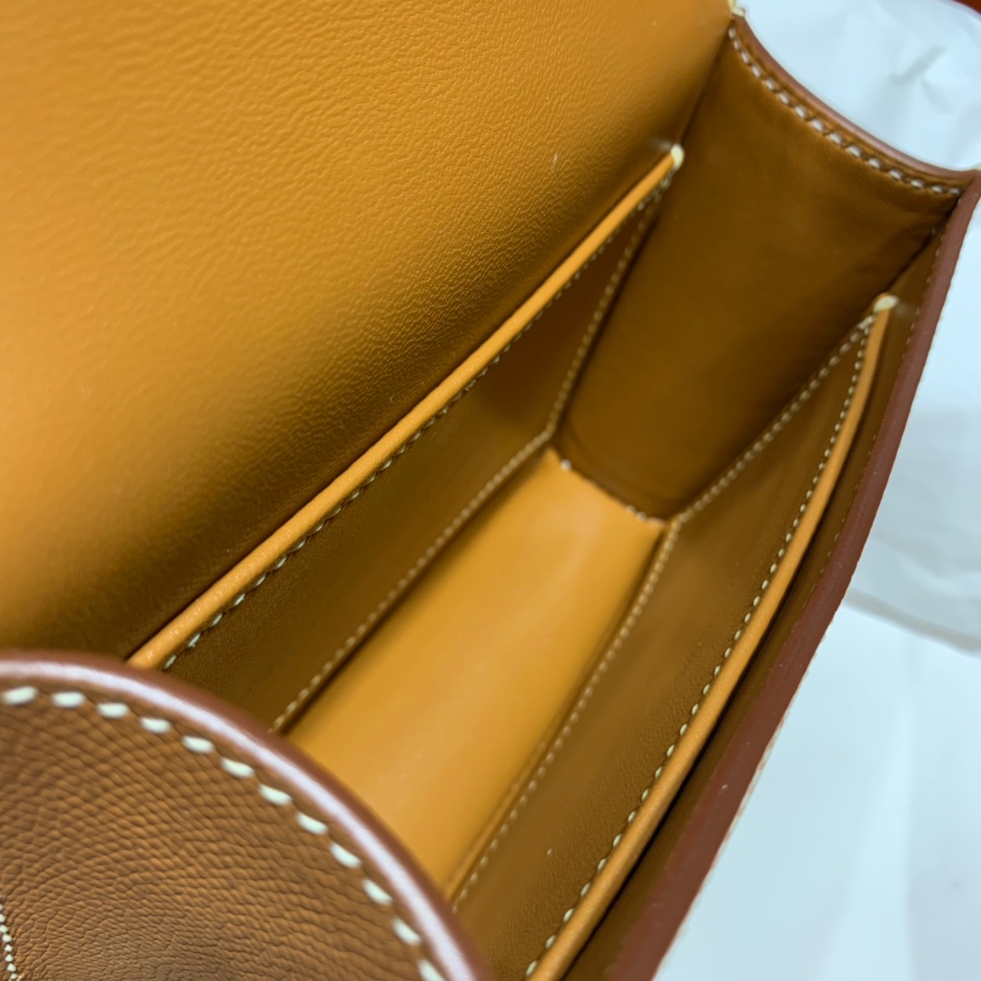 Hermes Mini Constance14CM 爱马仕土黄色Epsom牛皮迷你康斯坦包 金扣