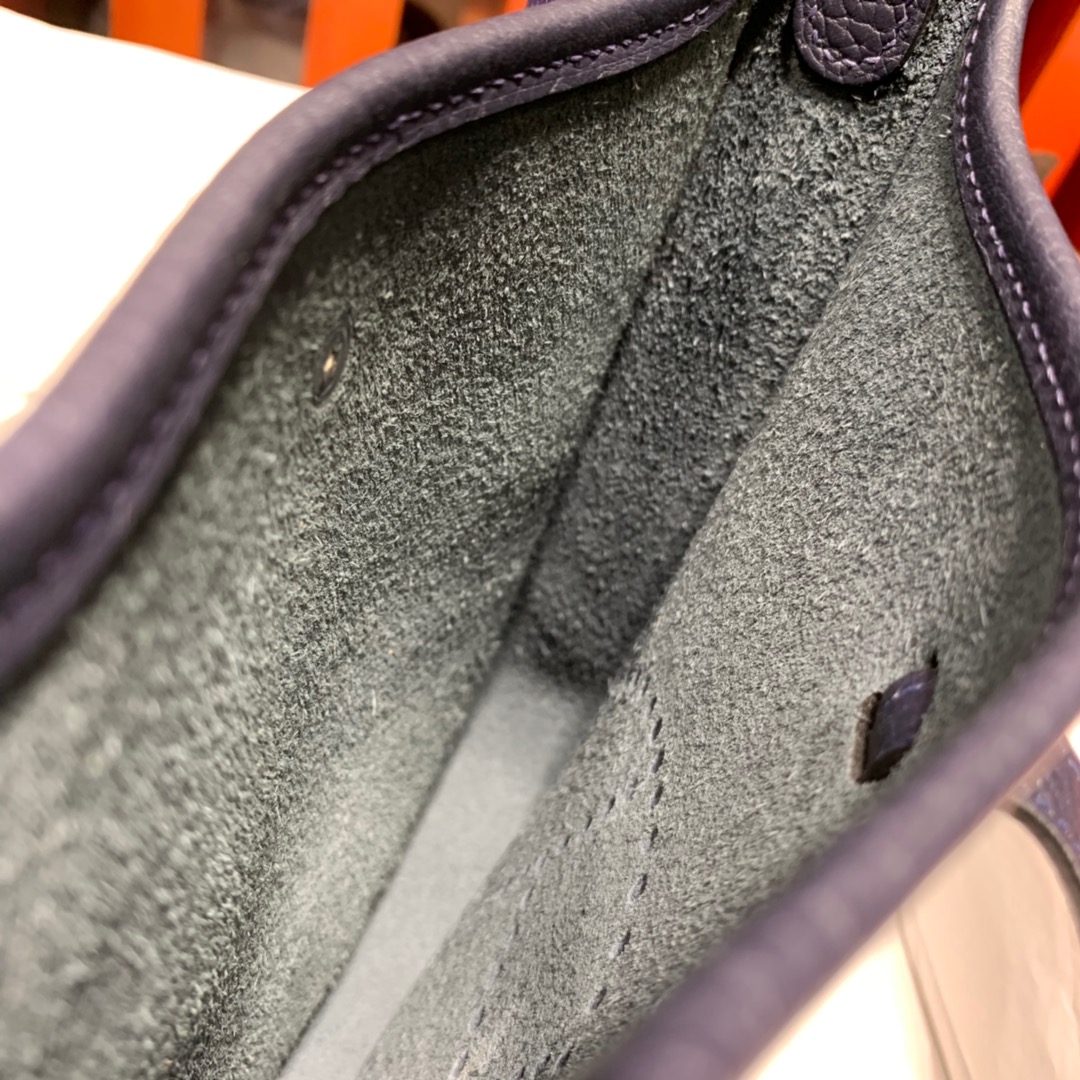 Hermes Mini Evelyne17CM 爱马仕午夜蓝TC牛皮伊芙林包斜挎女包 银扣