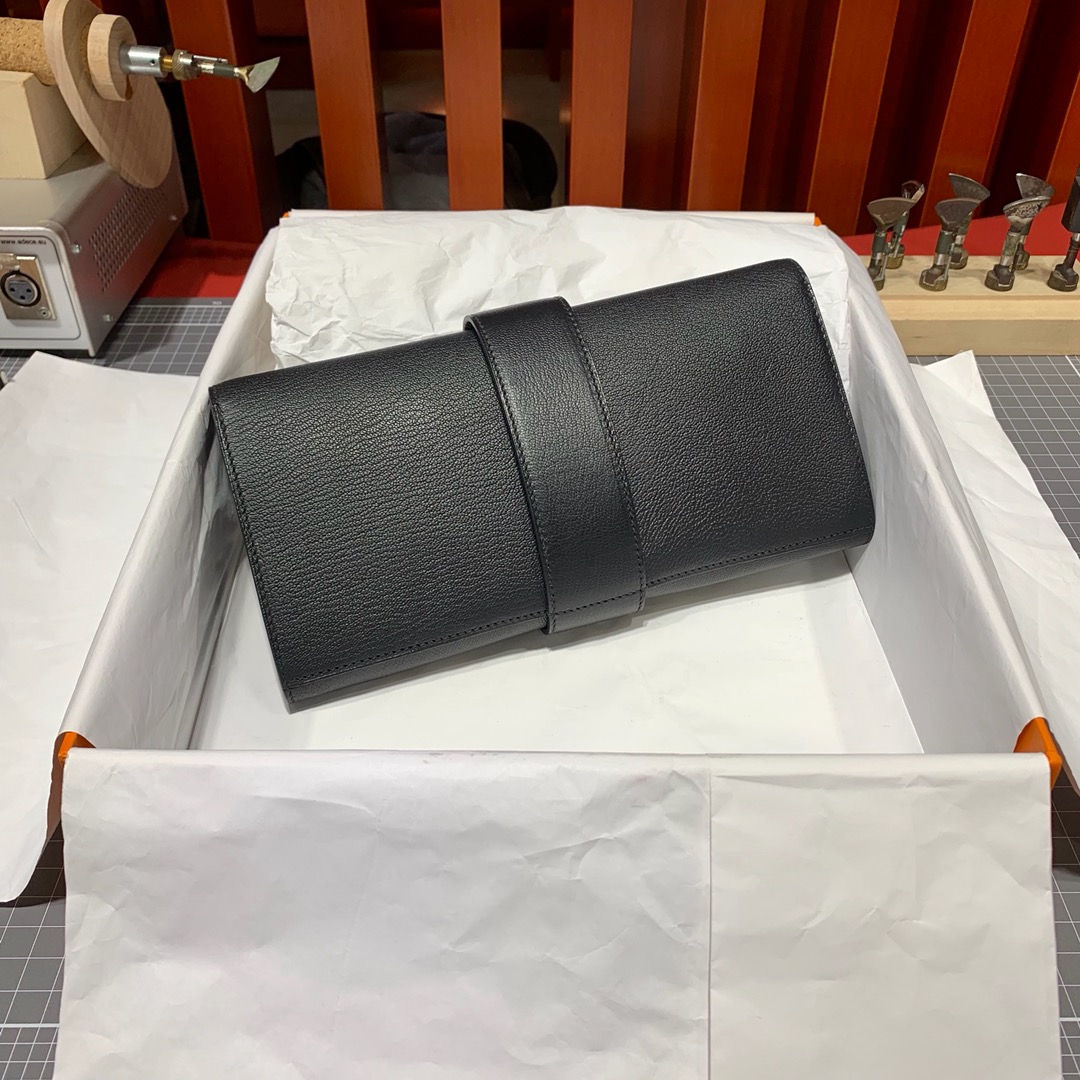 爱马仕新款CDC手包 Hermes Medor Clutch 黑色山羊皮晚宴手包