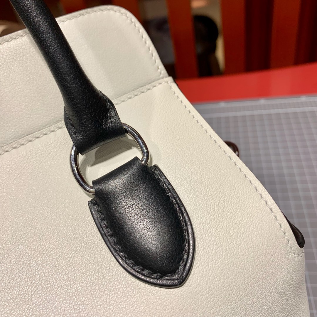 爱马仕拼色牛奶包 Hermes Toolbox20cm 三拼色进口Swift皮 银扣
