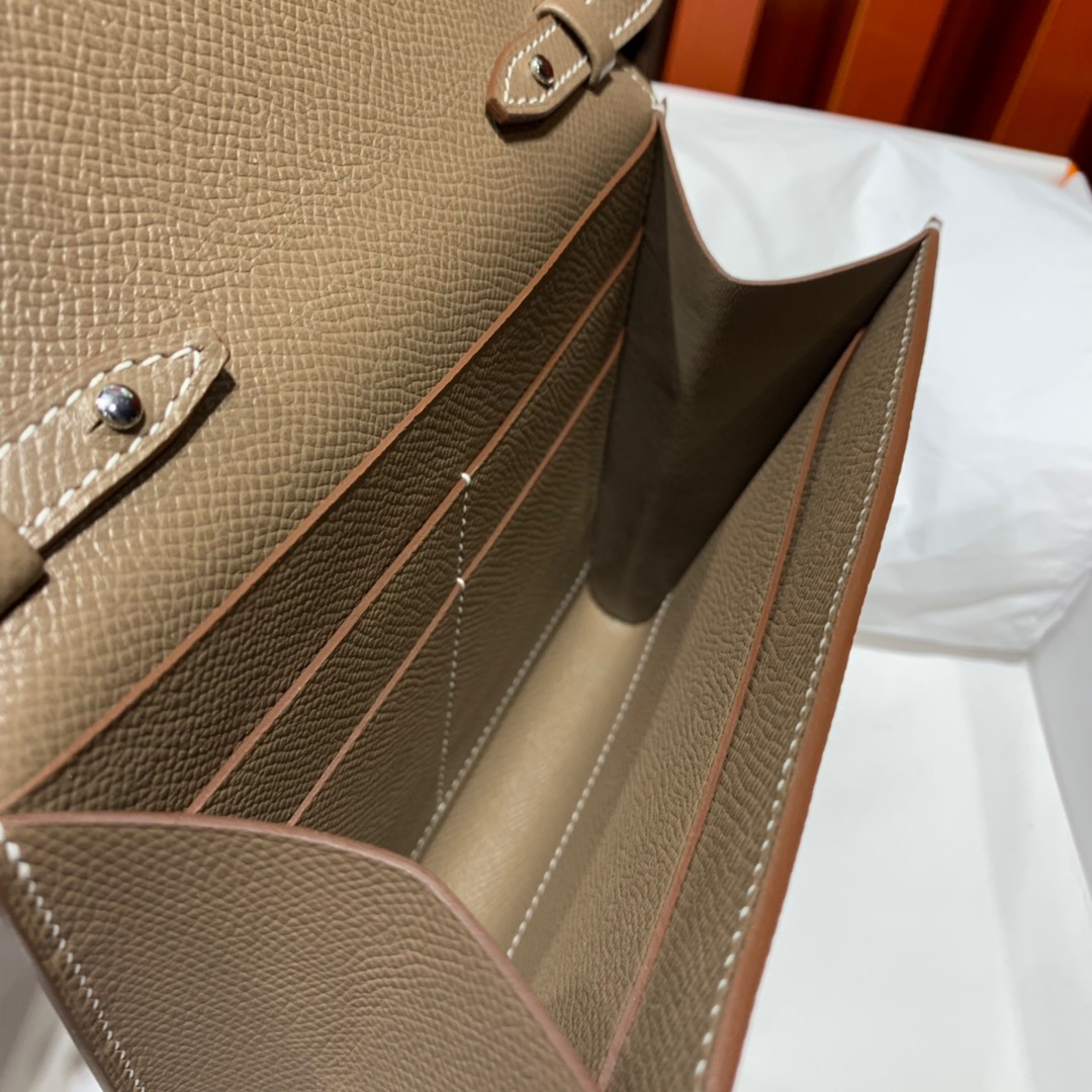 Hermes Clic16CM 爱马仕大象灰原厂Epsom皮克利奇单肩斜挎女包 银扣
