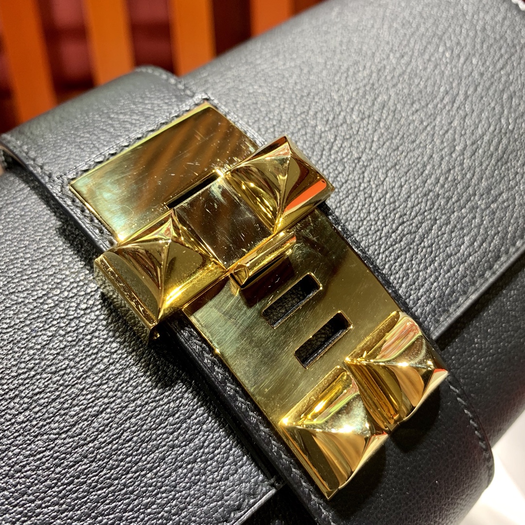 爱马仕新款CDC手包 Hermes Medor Clutch 黑色山羊皮晚宴手包