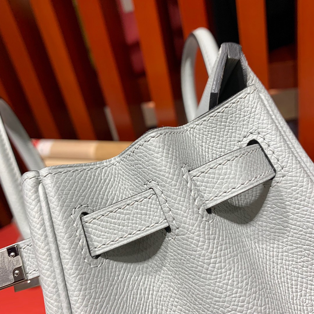 爱马仕Birkin女包 Hermes海鸥灰Epsom皮铂金包Birkin25cm 银扣
