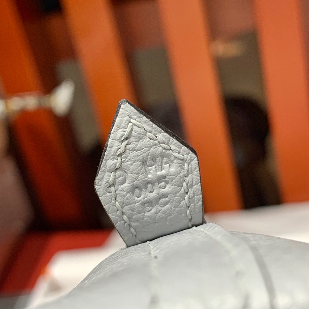 现货 Hermes Mini Bolide18CM 爱马仕冰川灰法国Evercolor皮迷你保龄球包