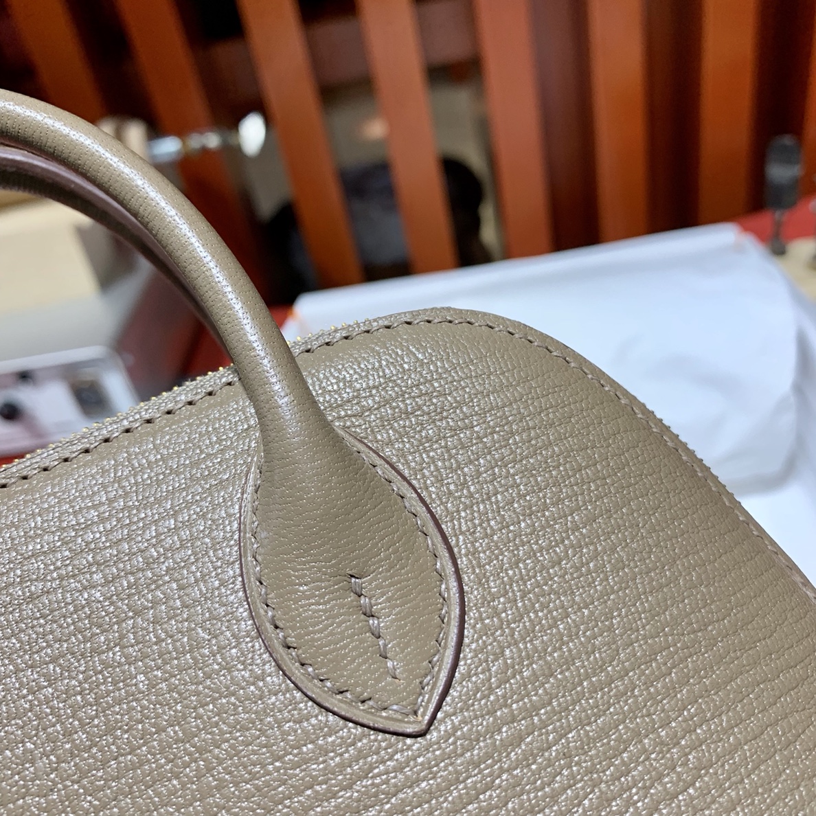 Hermes女包价格 爱马仕Mini Bolide迷你保龄球包 大象灰Evercolor皮 银扣