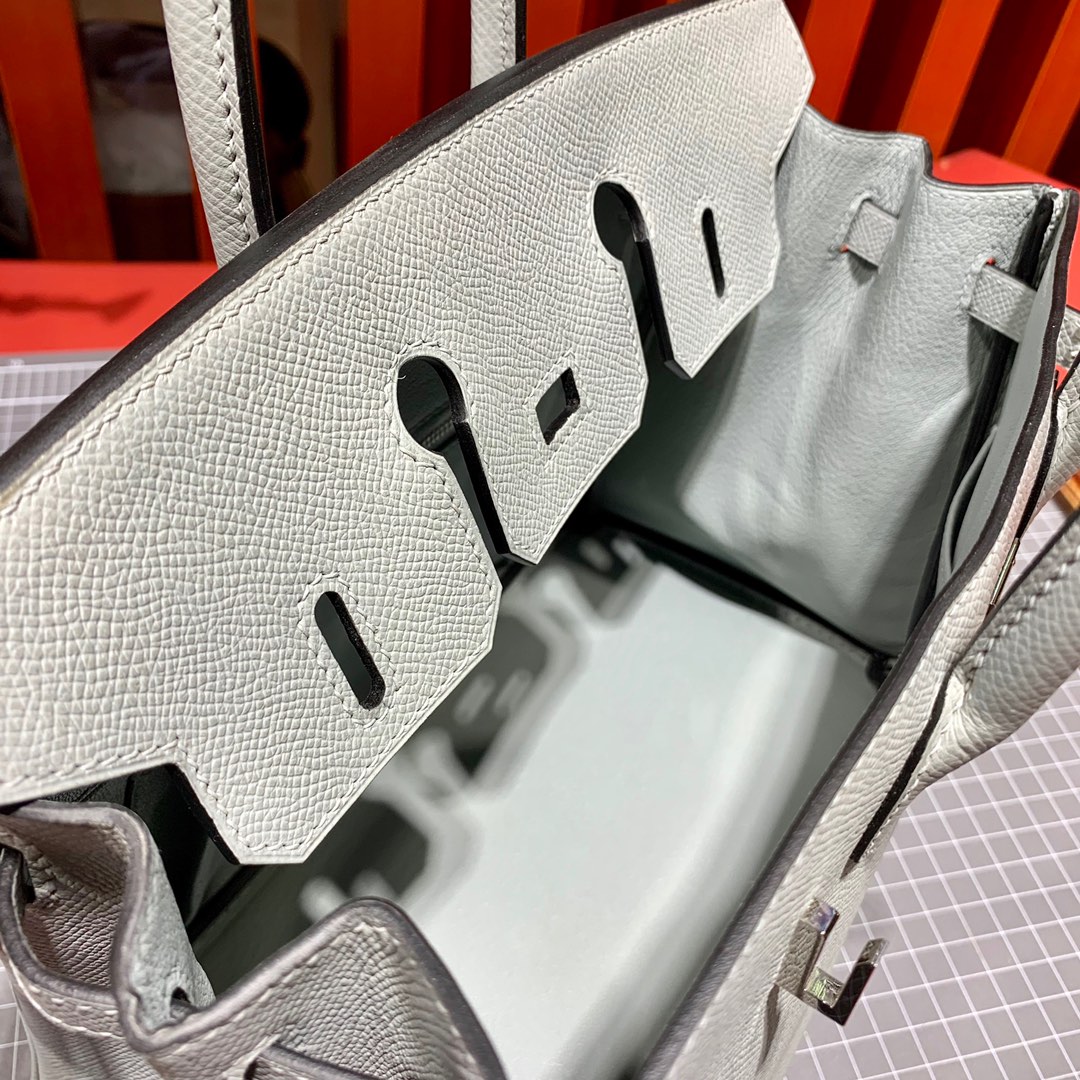 爱马仕Birkin女包 Hermes海鸥灰Epsom皮铂金包Birkin25cm 银扣