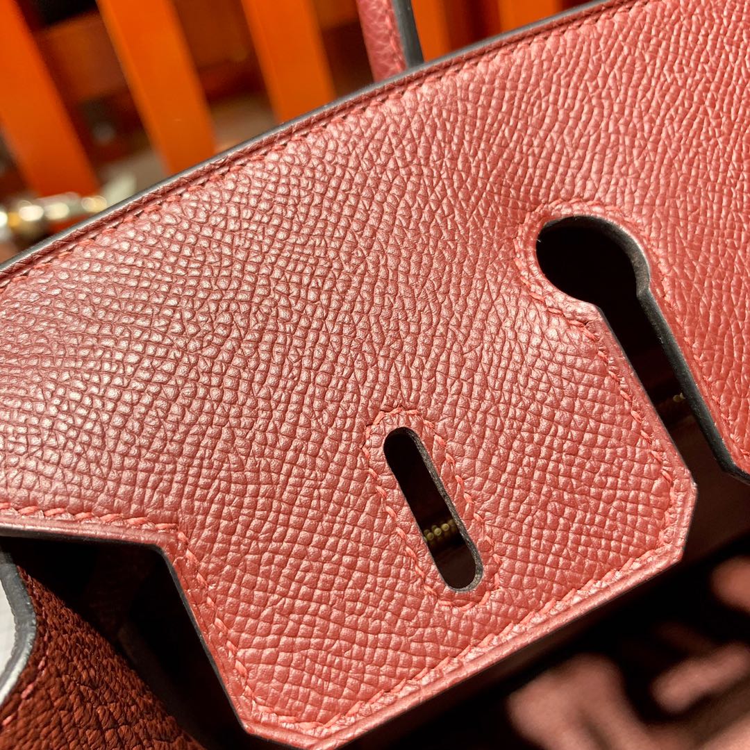 爱马仕铂金包批发 Hermes波尔多酒红Epsom皮Birkin25CM 金银扣