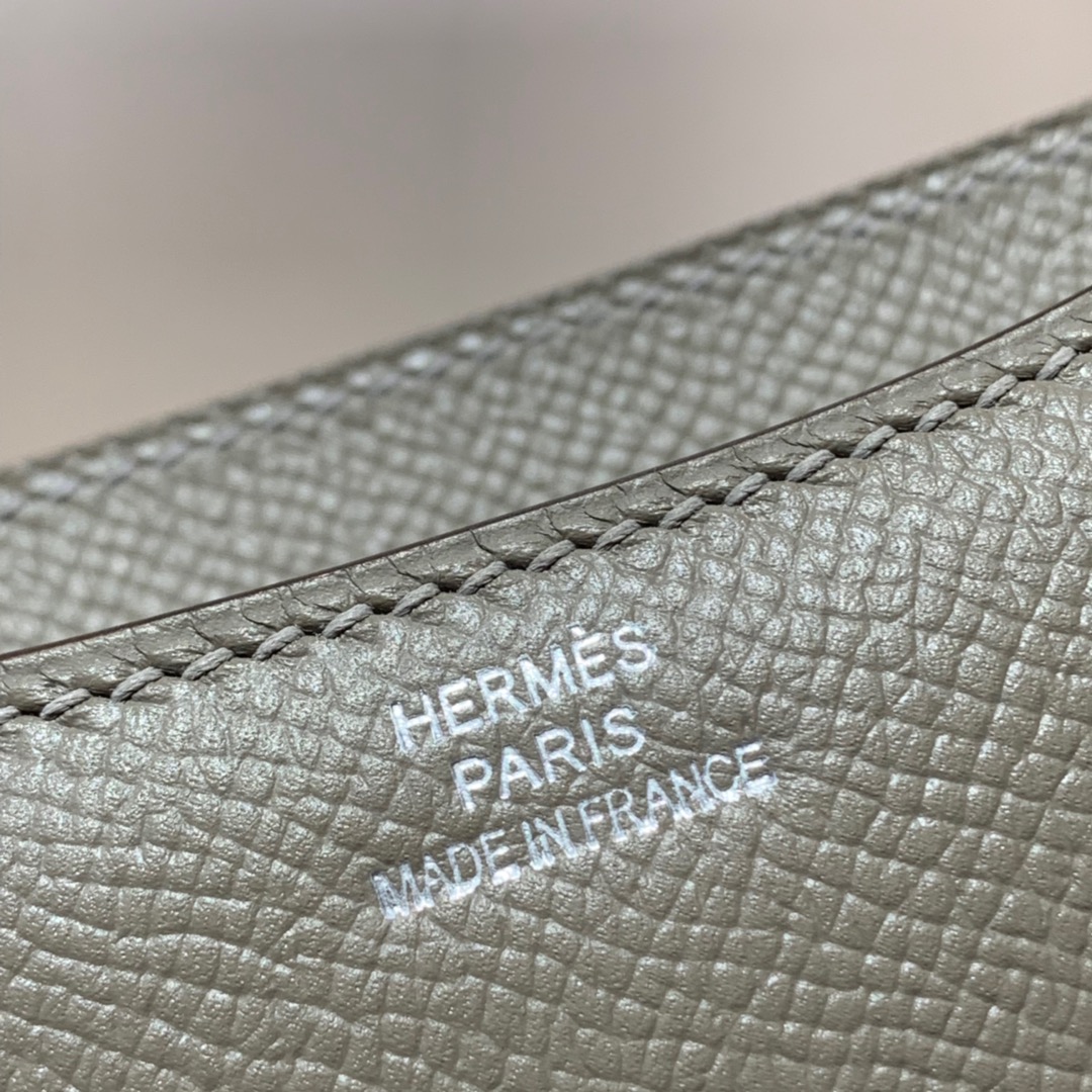 爱马仕女包价格 Hermes Constance19CM 沥青灰掌纹牛皮空姐包 银扣