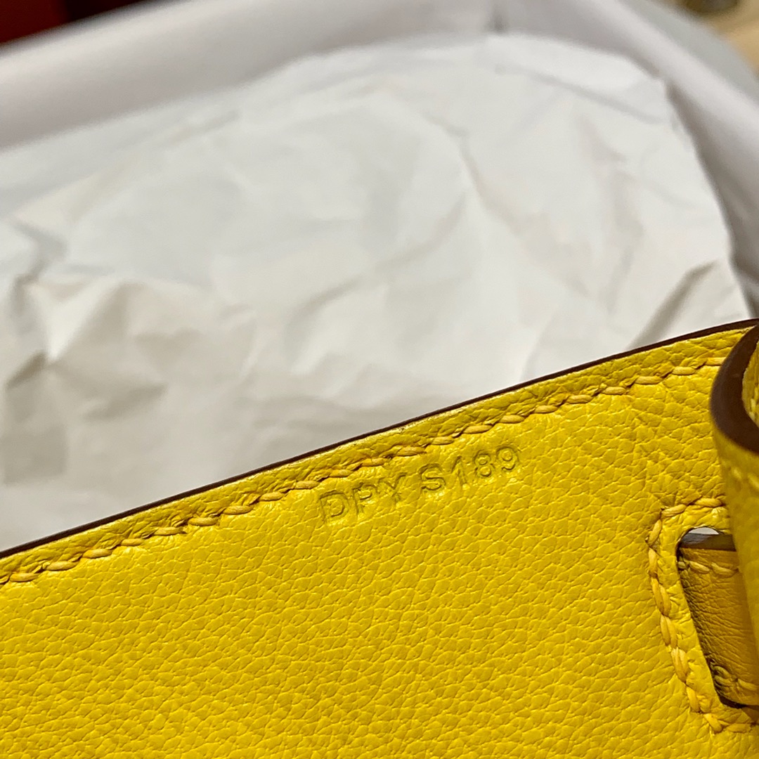 现货 爱马仕迷你凯莉包价格 Hermes Minikelly22CM 琥珀黄顶级鸵鸟皮 金扣
