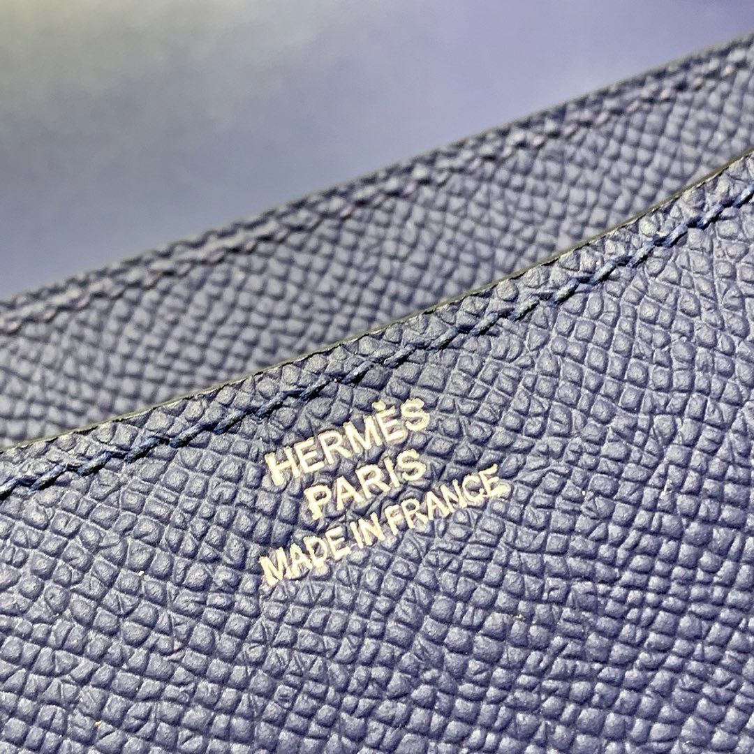 爱马仕康斯坦包尺寸 Hermes Constance19CM 宝石蓝Epsom皮 银扣