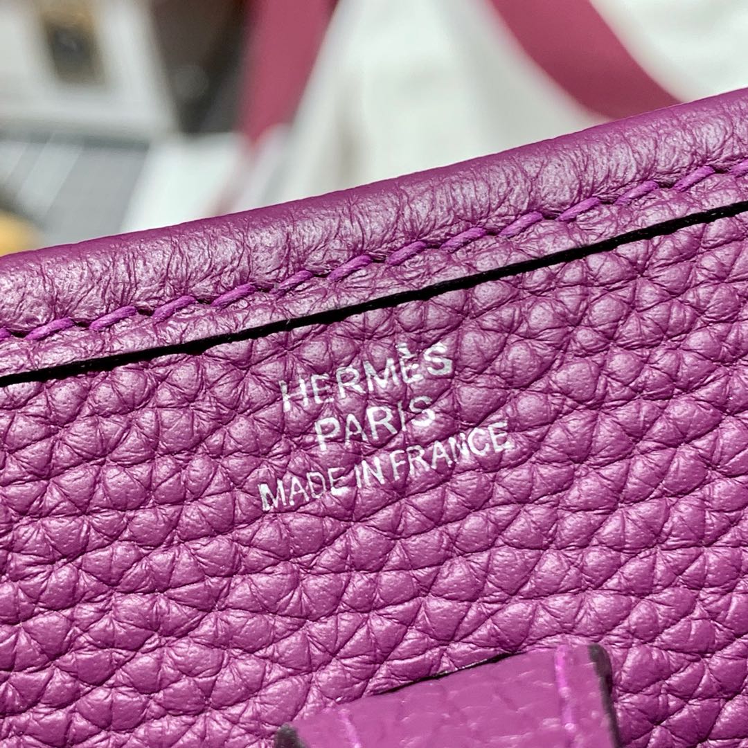 Hermes Mini Evelyne17CM 爱马仕海葵紫TC牛皮伊芙林包 银扣