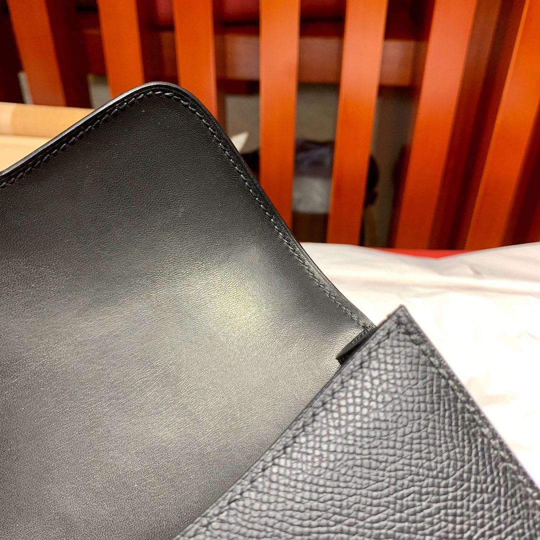 现货 爱马仕迷你康斯坦包 Hermes Mini Constance14CM 黑色Epsom牛皮 金扣