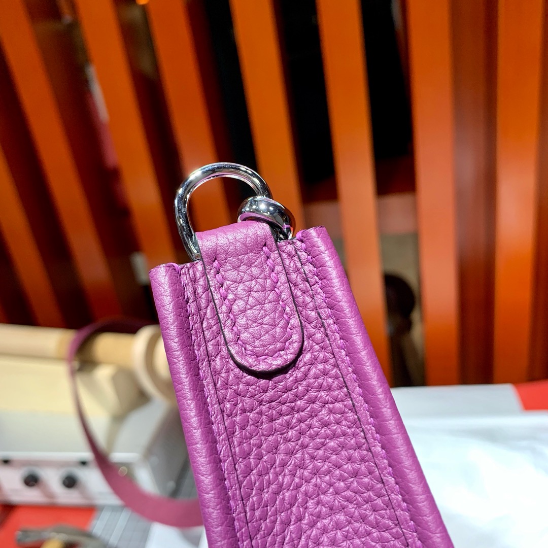 Hermes Mini Evelyne17CM 爱马仕海葵紫TC牛皮伊芙林包 银扣
