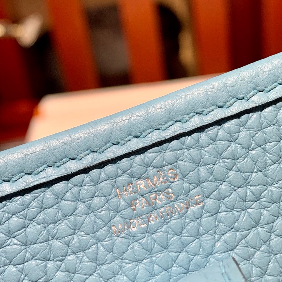 爱马仕伊芙琳包 Hermes Mini Evelyne17CM 北方蓝TC牛皮 银扣